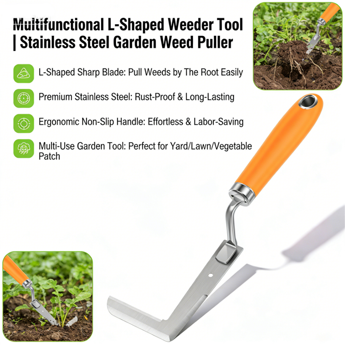 Gardening Tools Used - Stainless steel gap weeding tool L-shaped