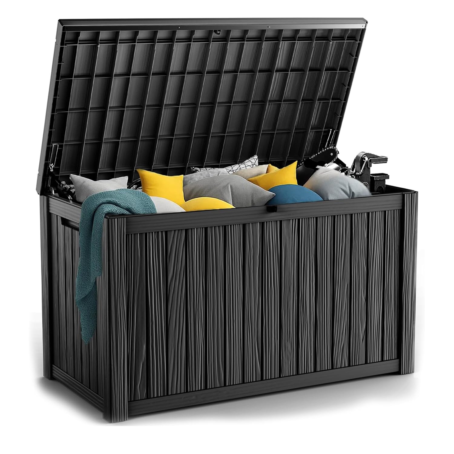 Gardening Tools Box - 180Gal Lockable Resin Deck Box Waterproof