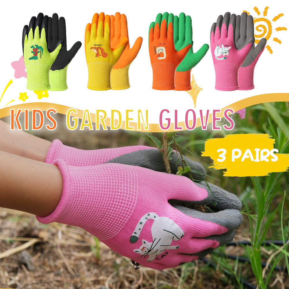 3 Pairs Kids Gardening Gloves  - Gardening Tools For 10 Year Olds บทวิจารณ์และราคา