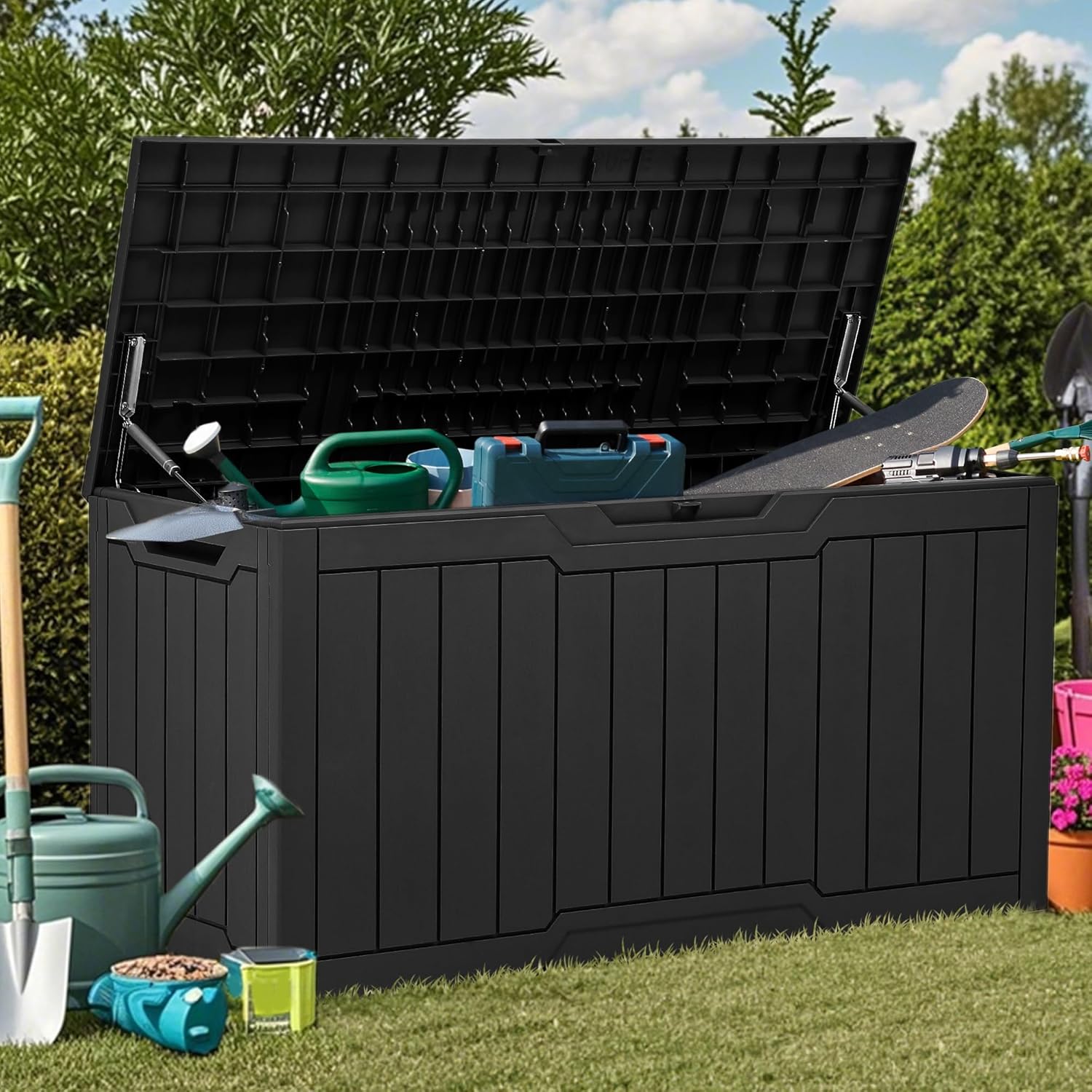80 Gallon Resin Deck Box with  - Gardening Tools Images บทวิจารณ์และราคา