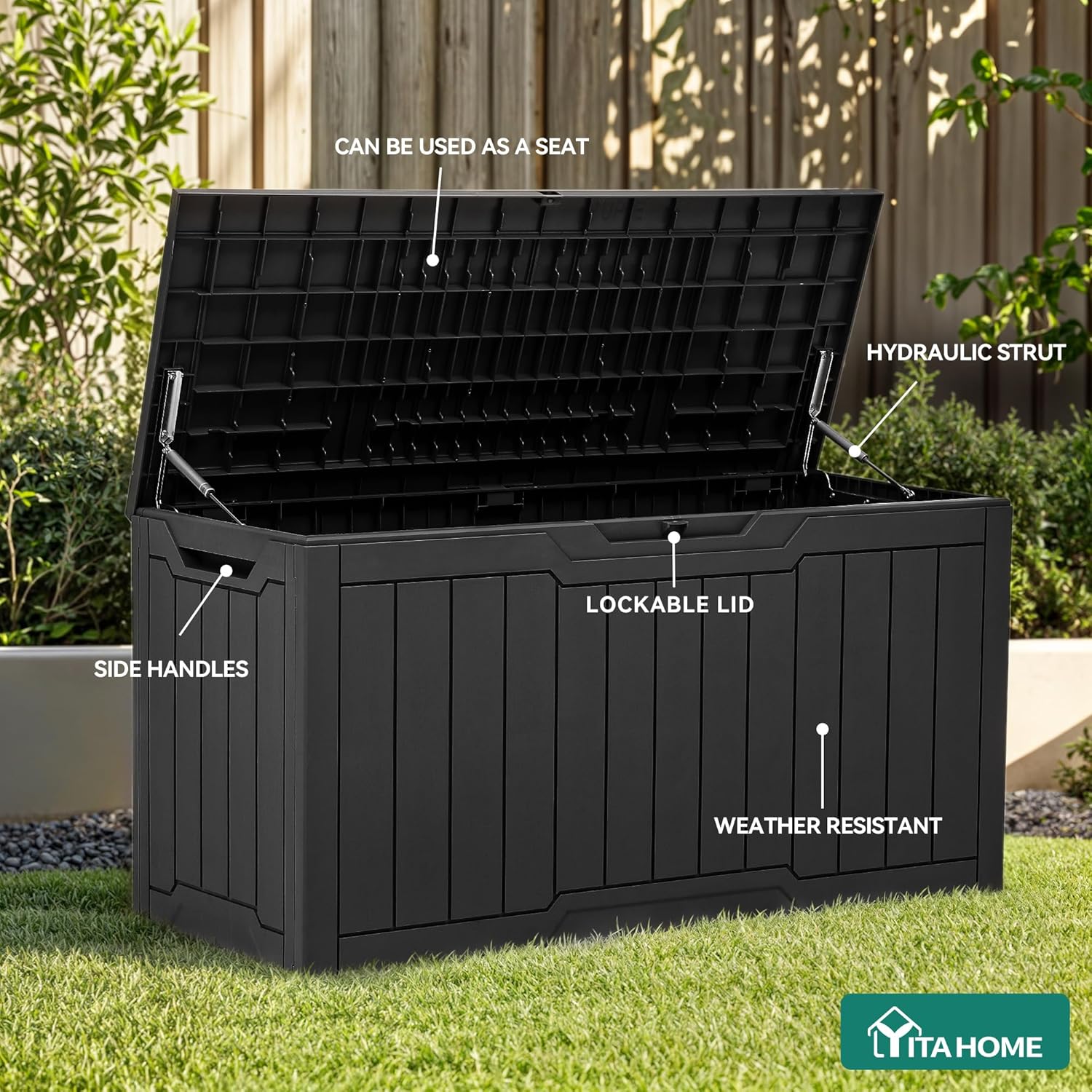 80 Gallon Resin Deck Box with  - Gardening Tools Images บทวิจารณ์และราคา