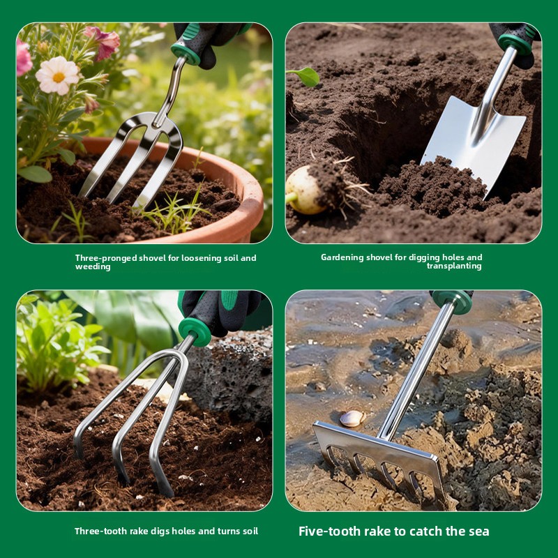5Pcs Stainless Steel Garden Ha - Spade Digging Fork บทวิจารณ์และราคา