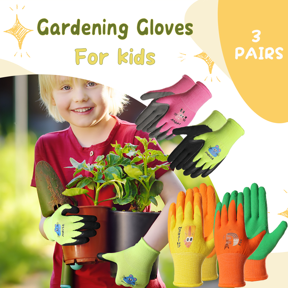 3 Pairs Kids Gardening Gloves, - Gardening Tools For 10 Year Olds บทวิจารณ์และราคา
