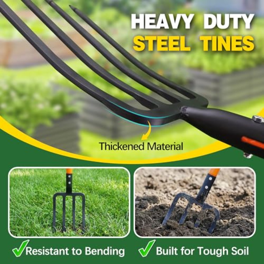 Pitch Fork for Garden 4-Tines  - Spade Digging Fork บทวิจารณ์และราคา