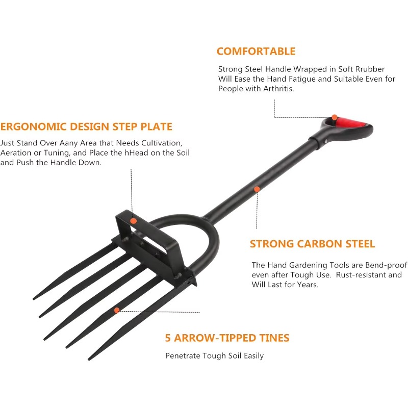 Heavy Duty 5 Tine Pitchfork Ga - Spade Digging Fork บทวิจารณ์และราคา