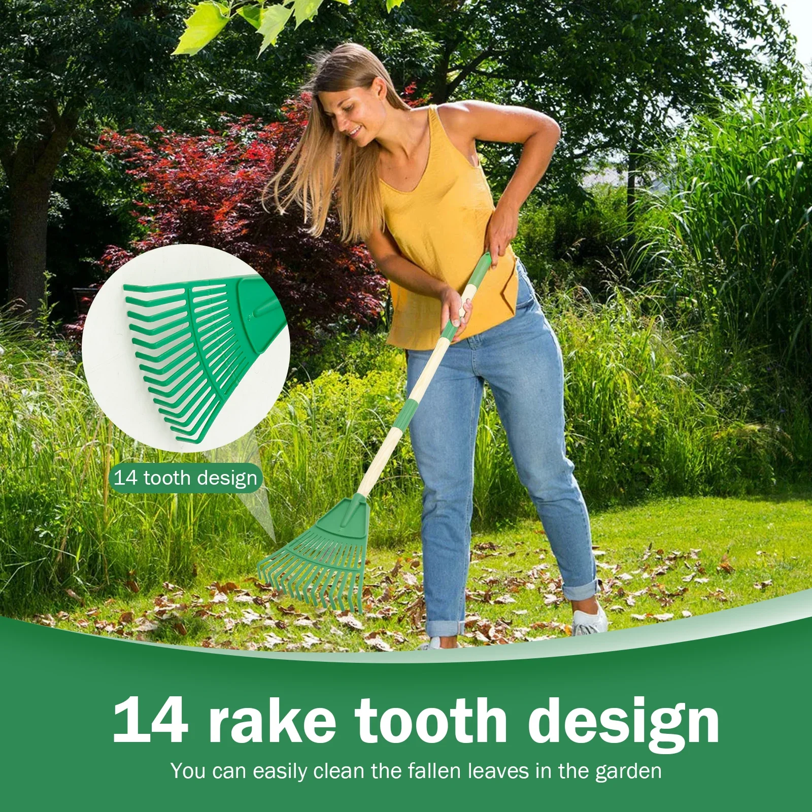 2Pcs Kids Leaf Rake Adjustable - Gardening Tools For 10 Year Olds บทวิจารณ์และราคา