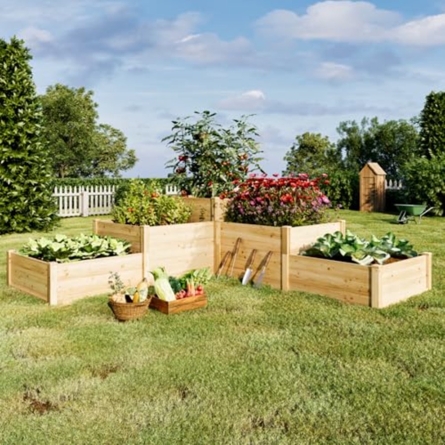 3-Tier Raised Garden Bed for O - Gardening Tools Box บทวิจารณ์และราคา