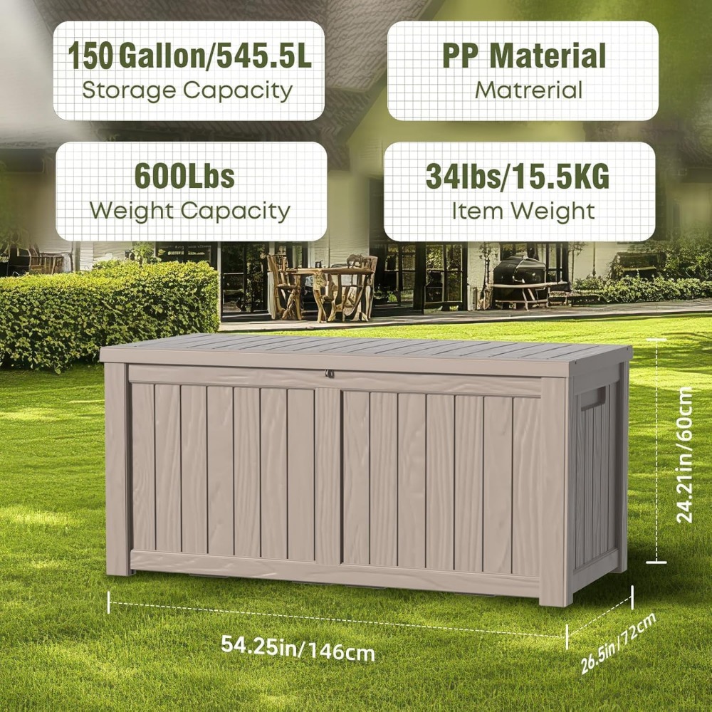 150 Gallon Lockable Outdoor St - Gardening Tools Box บทวิจารณ์และราคา