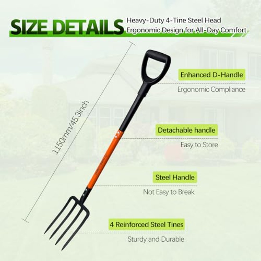Pitch Fork for Garden 4-Tines  - Spade Digging Fork บทวิจารณ์และราคา