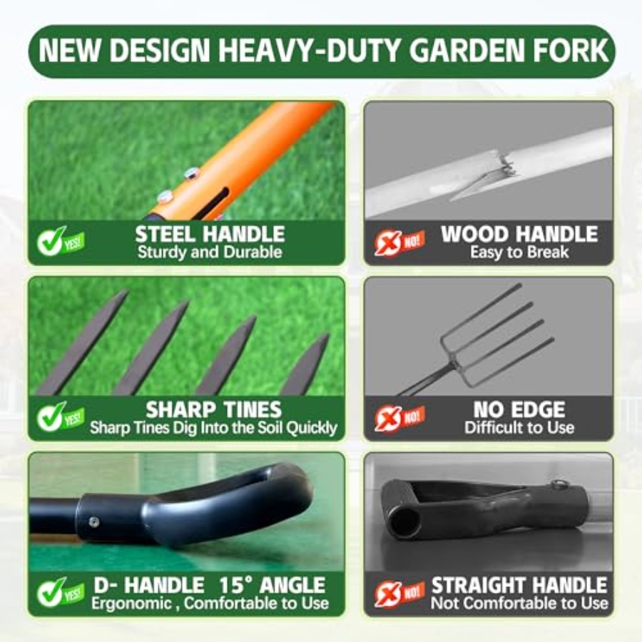 Pitch Fork for Garden 4-Tines  - Spade Digging Fork บทวิจารณ์และราคา